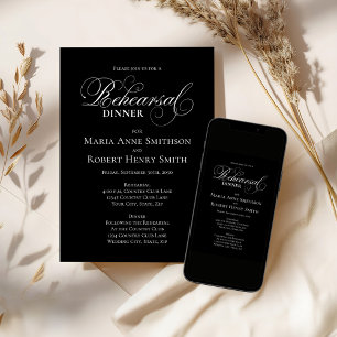 Schwarz-Weiß-Probe-Abendessen - Zeitplan Einladung