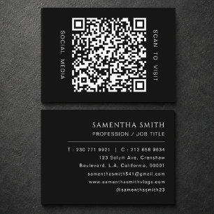 Schwarz-Weiß Professionell Minimales QR-Code Visitenkarte