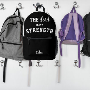 Schwarz-Weiß Psalm 28,7 Der Herr ist meine Stärke Bedruckter Rucksack