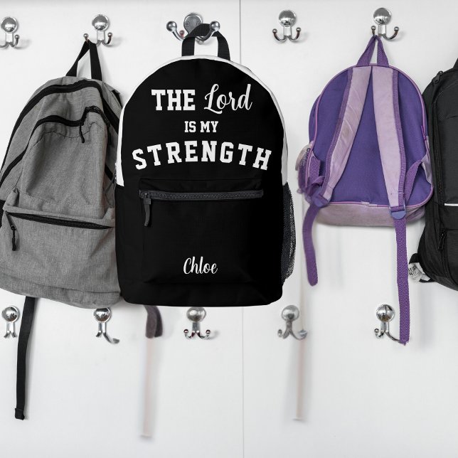 Schwarz-Weiß-Psalm 28:7 Der Herr ist Meine Stärke Bedruckter Rucksack (Von Creator hochgeladen)