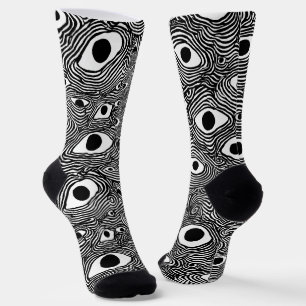 Schwarz-Weiß-psychedelisches Design Socken