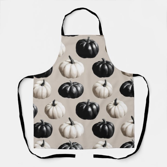 Schwarz-Weiß-Pumpkin-Falldesign Schürze (Vorderseite)