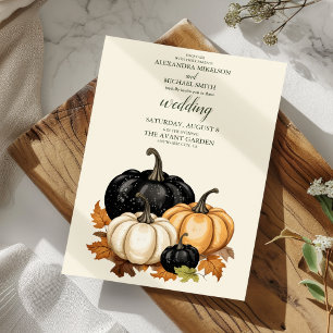 Schwarz-Weiß-Pumpkin-Hochzeit Einladung