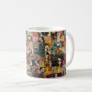 Schwarz-Weiß-Punk-Rock-Comic-Collage-Raster Kaffeetasse