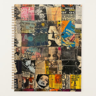 Schwarz-Weiß-Punk-Rock-Comic-Collage-Raster Planer