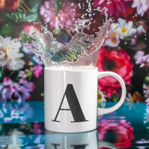 Schwarz-Weiß-Punkt-Monogramm Kaffeetasse