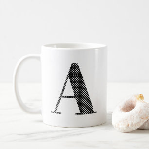 Schwarz-Weiß-Punkt-Monogramm Kaffeetasse