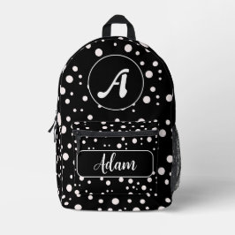 Schwarz-Weiß-Punkte - Bestes Monogramm und Anfangs Bedruckter Rucksack