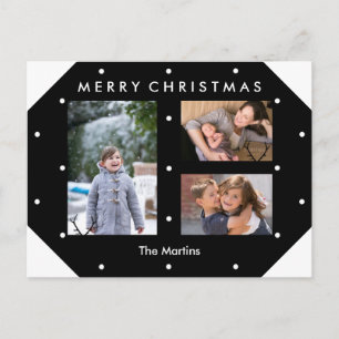 Schwarz-Weiß-Punkte-Fotocollage Weihnachten Postkarte