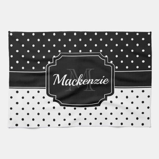 Schwarz-Weiß-Punkte Geschirrtuch (Horizontal)