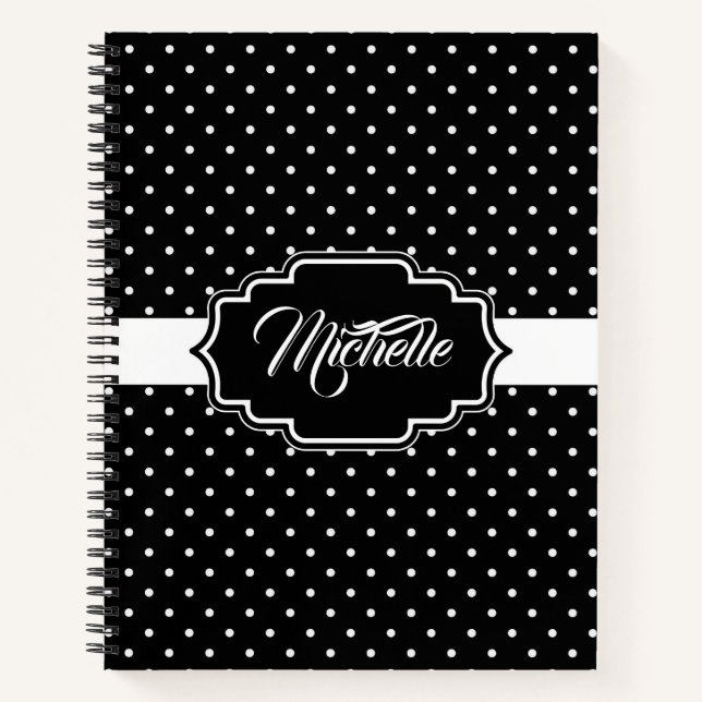 Schwarz-Weiß-Punkte Notizbuch (Vorderseite)
