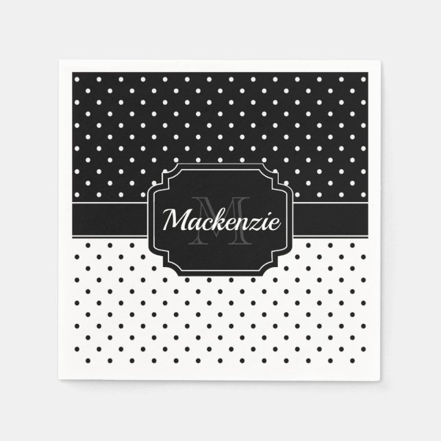 Schwarz-Weiß-Punkte Serviette (Vorderseite)