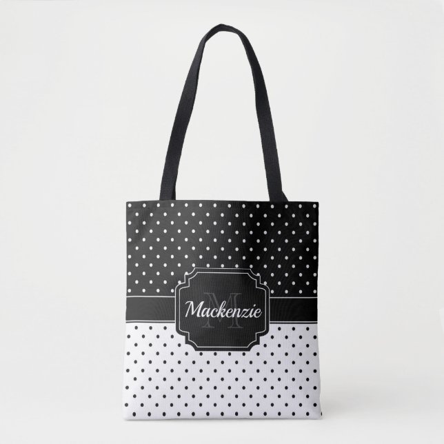 Schwarz-Weiß-Punkte Tasche (Vorderseite)