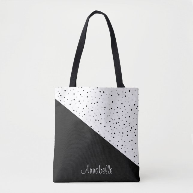 Schwarz-Weiß-Punkte Tasche (Vorderseite)