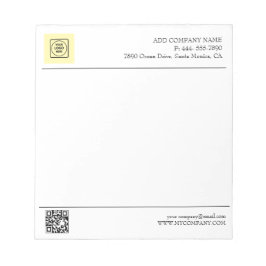 Schwarz-Weiß-QR-Code Geschäftslogo Modern Notizblock