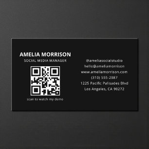 Schwarz-Weiß-QR-Code Minimalist Professional Visitenkarte