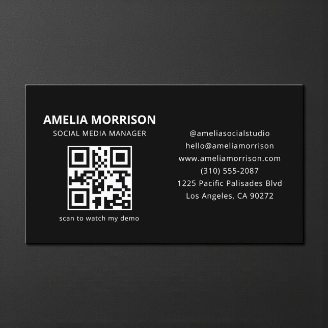 Schwarz-Weiß-QR-Code Minimalist Professional Visitenkarte (Von Creator hochgeladen)