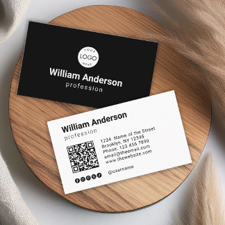 Schwarz-Weiß-QR-Code-Social-Media-Icons Ihr Logo Visitenkarte