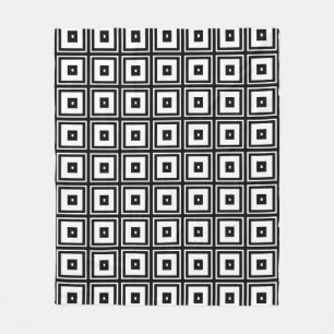 Schwarz-Weiß-Quadrate Fleece Blanket