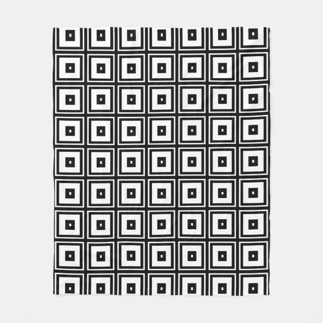 Schwarz-Weiß-Quadrate Fleece Blanket (Vorderseite)