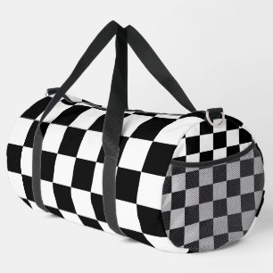 Schwarz-Weiß-Quadrate Modern Duffle Bag