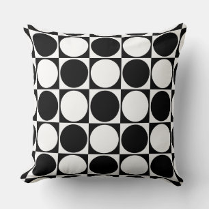 Schwarz-Weiß-Quadrate-und-Kreise-Design Kissen