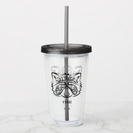 Schwarz-Weiß-Raccoon Acryltrinkbecher