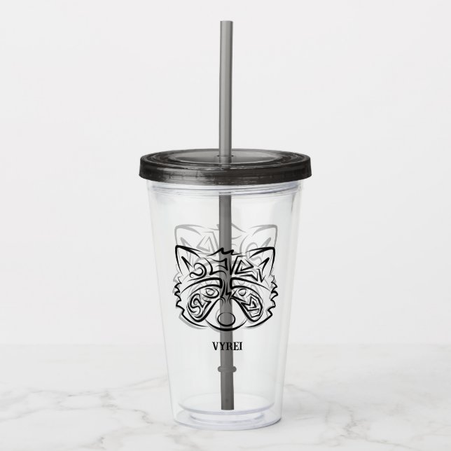 Schwarz-Weiß-Raccoon Acryltrinkbecher (Vorderseite)