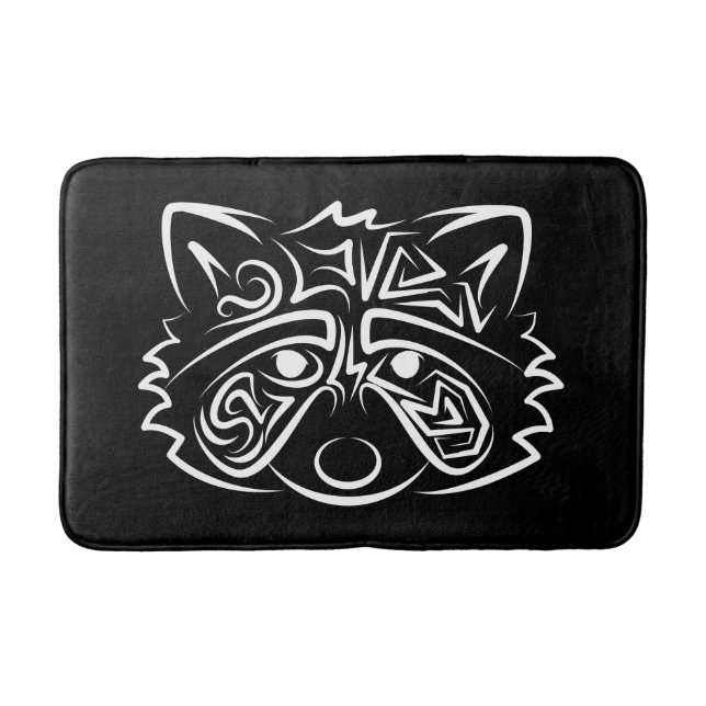 Schwarz-Weiß-Raccoon Badematte (Vorderseite)