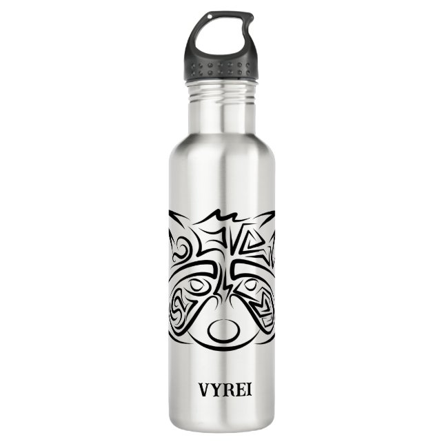 Schwarz-Weiß-Raccoon Edelstahlflasche (Vorderseite)