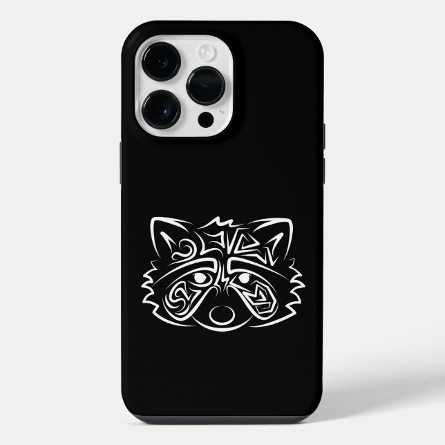 Schwarz-Weiß-Raccoon iPhone 14 Pro Max Hülle (Rückseite)