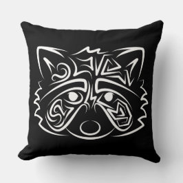 Schwarz-Weiß-Raccoon Kissen