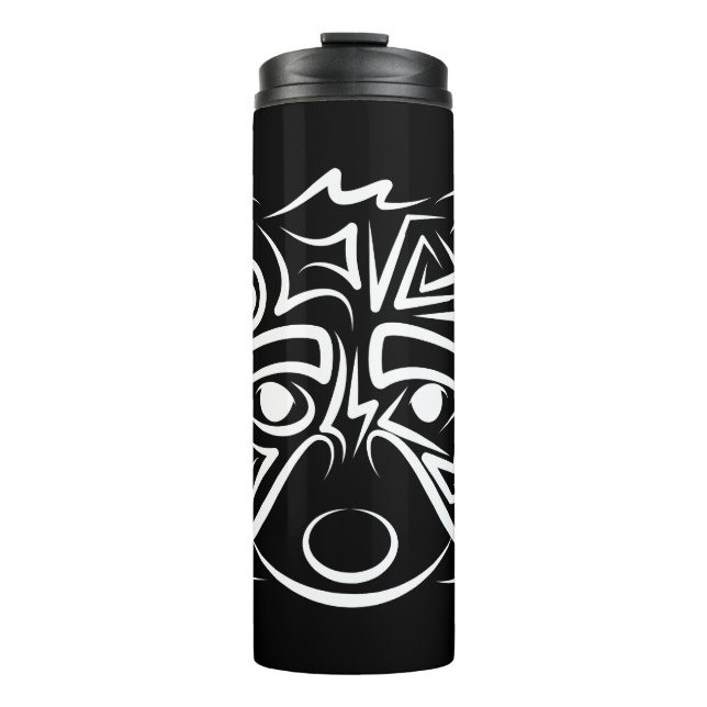 Schwarz-Weiß-Raccoon Thermosbecher (Vorderseite)