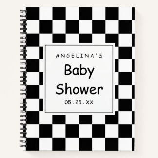 Schwarz-Weiß-Racing-Flagge Notizbuch