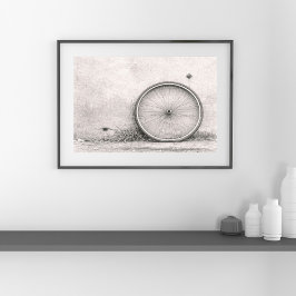 Schwarz-Weiß-Radfahrerrad-Kunstprint – Minimali Poster