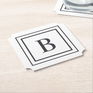 Schwarz-Weiß-Rahmen-Monogramm Untersetzer
