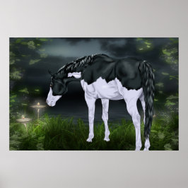 Schwarz-Weiß-Rahmen Overo Paint Horse Poster