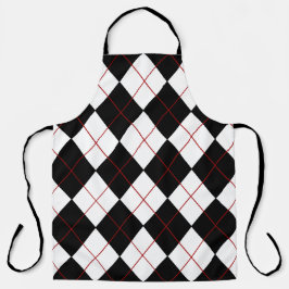 Schwarz-Weiß-Raute Allover-Schürze Schürze