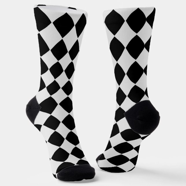 Schwarz-Weiß-Rautensocken Socken (Gewinkelt)