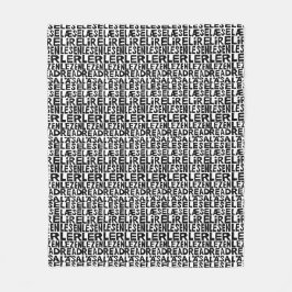Schwarz-Weiß "Read" in 8 Sprachen Lino Cut Fleecedecke