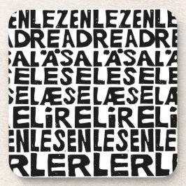 Schwarz-Weiß "Read" in 8 Sprachen Lino Cut Getränkeuntersetzer