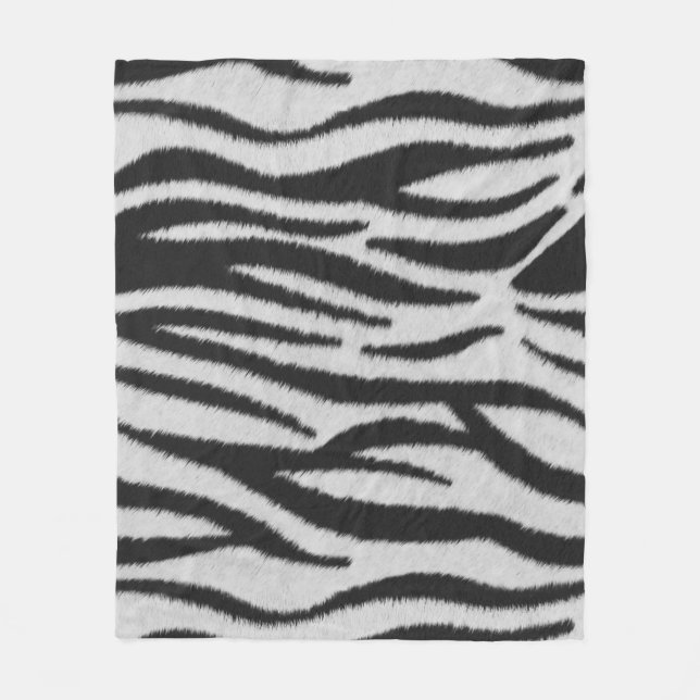 Schwarz-Weiß-Realistische Zebra-Pelz-Textur Fleecedecke (Vorderseite)