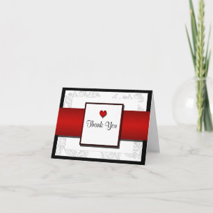 Schwarz-weiß Red Bohemisch Posh Wedding Vielen Dan Dankeskarte