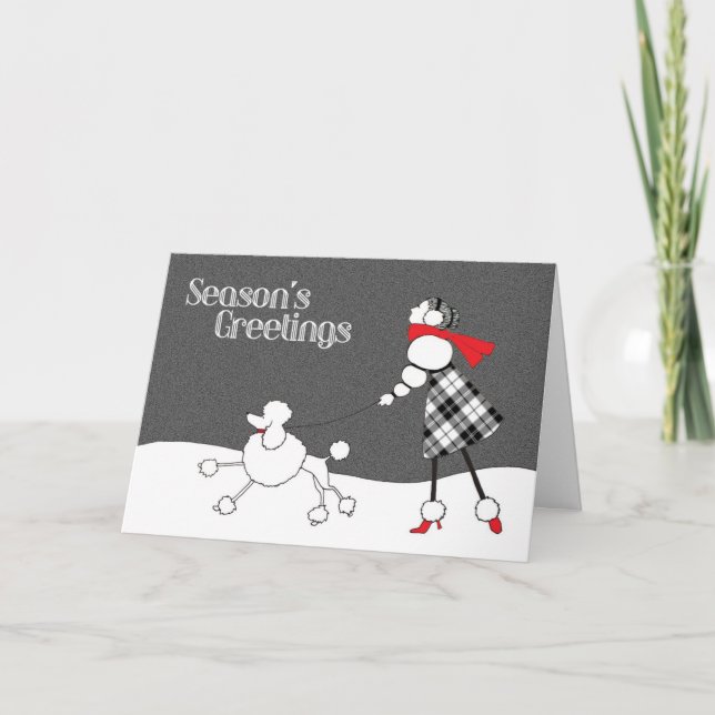 Schwarz-weiß Red Christmas Card Feiertagskarte (Vorderseite)