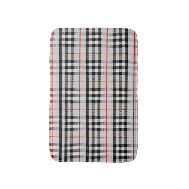 Schwarz-weiß Red Gingham | Klassisches Scheckgeweb Badematte (Vorderseite Vertikal)
