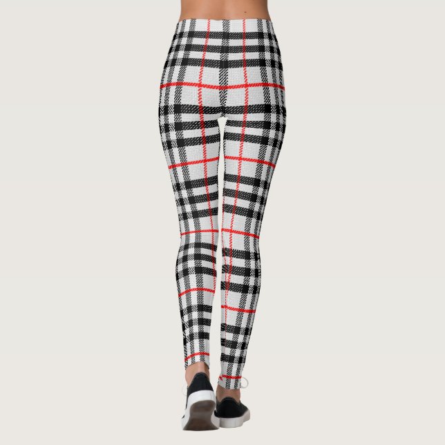 Schwarz-weiß Red Gingham | Klassisches Scheckgeweb Leggings (Rückseite)