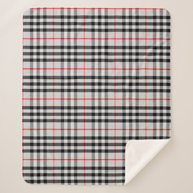 Schwarz-weiß Red Gingham | Klassisches Scheckgeweb Sherpadecke (Vorderseite)