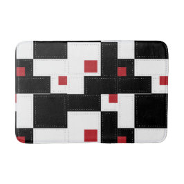 Schwarz-weiß Red Modern Vintage Patchwork Badematte