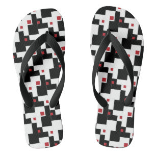 Schwarz-weiß Red Modern Vintage Patchwork Flip Flops