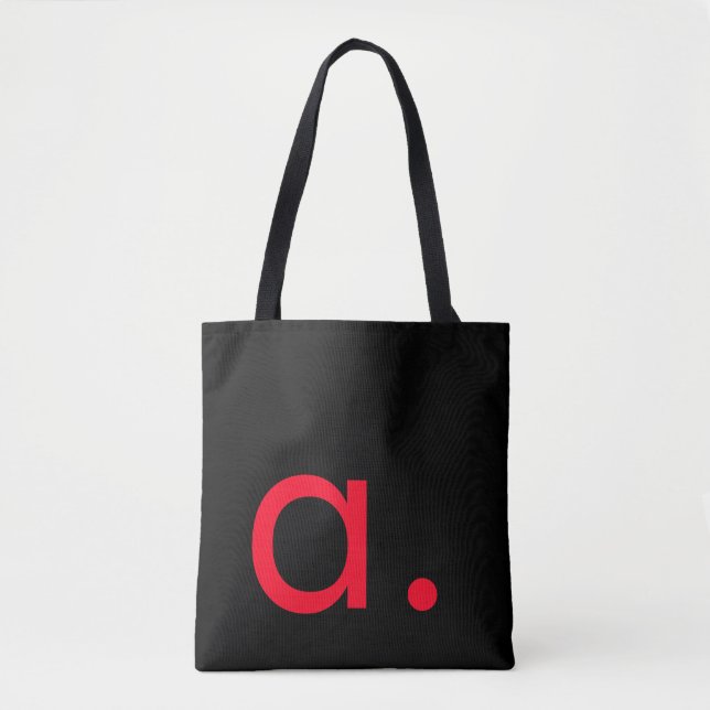Schwarz-weiß Red Monogram Initial Letter Modern Tasche (Vorderseite)